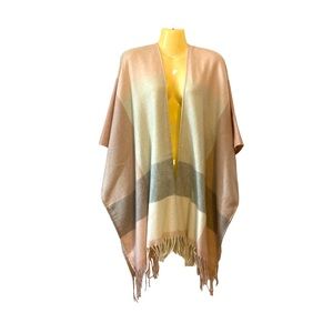 Woolrich Blanket Cape Wrap Shawl Outerwear Cozy Warm Pastels Pink Gray Cream OS